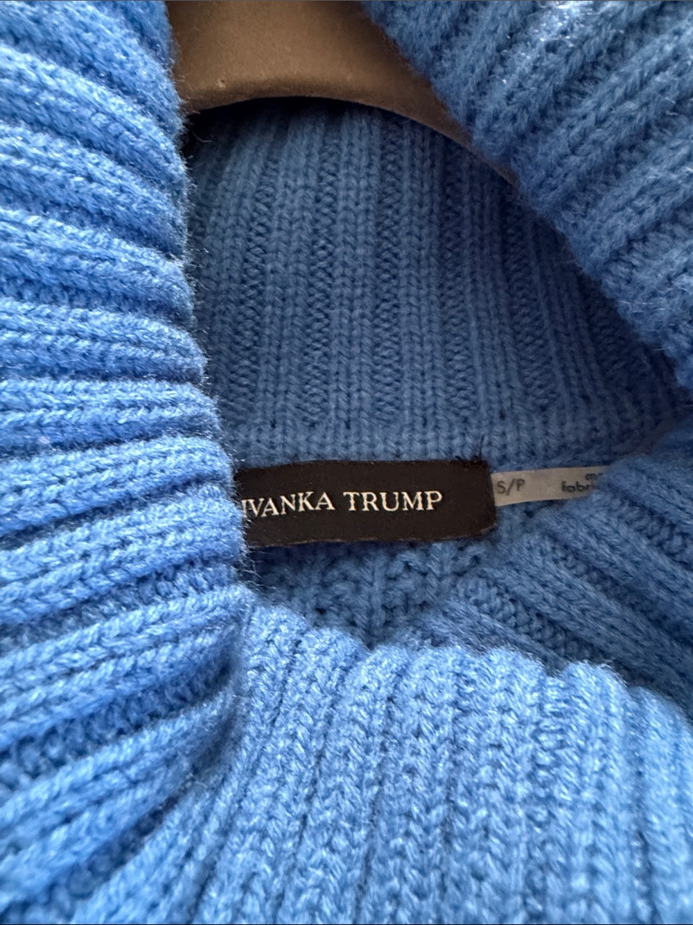 Ivanka Trump Sky Blue Ribbed Crewneck Sweater